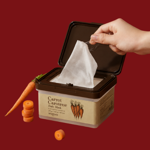 SKINFOOD Carrot Carotene Daily Mask 270g (30 Sheets) – Soothing & Hydrating Sheet Mask