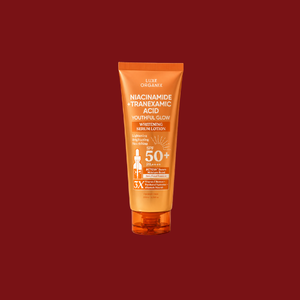 لوكس أورجانيكس لوشن سيروم توهج الشباب بالنياسيناميد وحمض الترانيكساميك مع عامل حماية SPF50 سعة 200 مل - حماية من الأشعة فوق البنفسجية لتفتيح البشرة